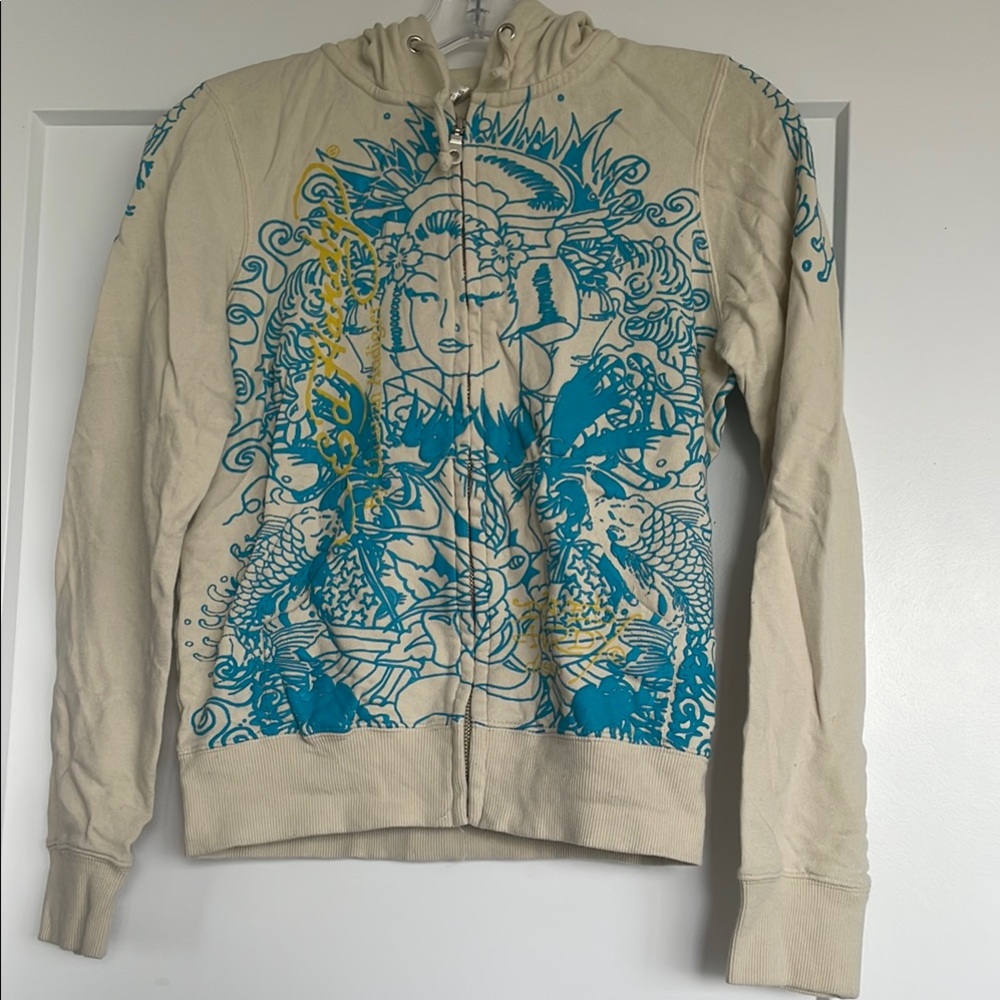Original Ed Hardy hoodie with Blue and Yellow Graphic